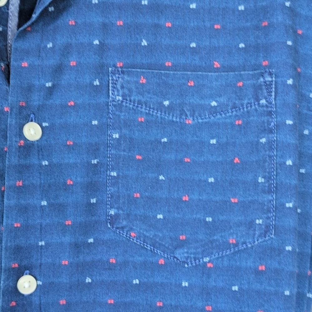 Jack & Jones Button Down Shirt w/ Faded Stripes Stitched Dots - Men's Small - Picture 6 of 7
